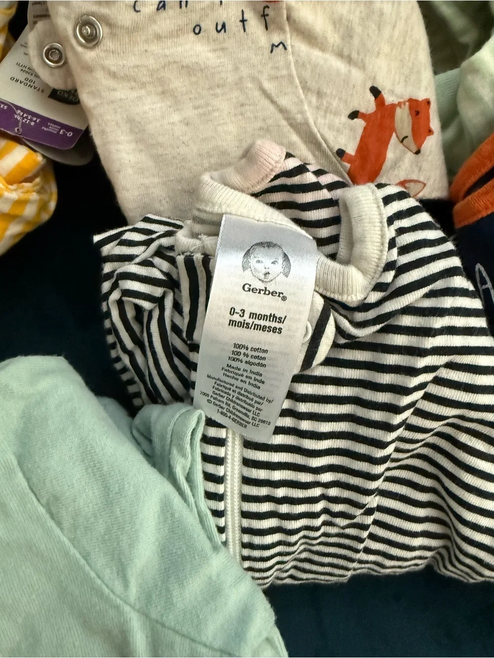 Gerber Black & White Striped Infant Zip Sleep N' Play